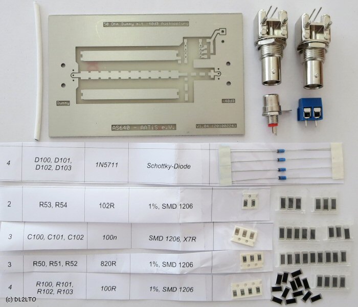 Bauteile für Dämpfungsglied mit -40dB Auskopplung