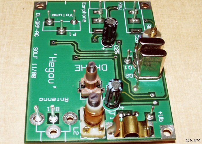 Detailansicht der bestückten Leiterplatine ...