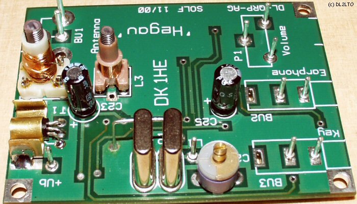 Detailansicht der bestückten Leiterplatine ...