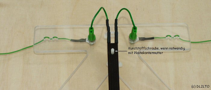 Steckverbindung, Übergang Bandkabel zum Strahler ...