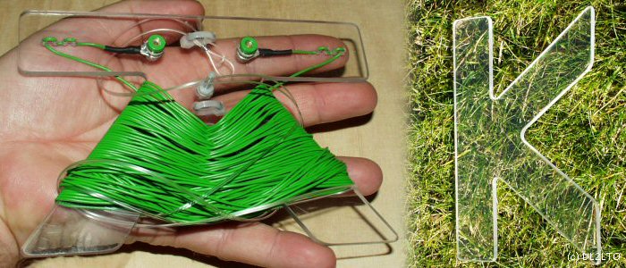 'K' Antenne in der flachen Hand, Größenvergleich ...