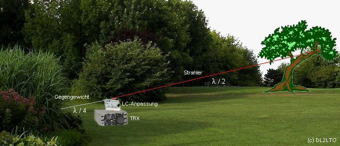 dirket zum Baum als Abspannpunkt ...