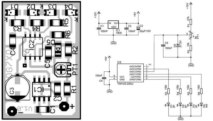 Schaltung und Platine