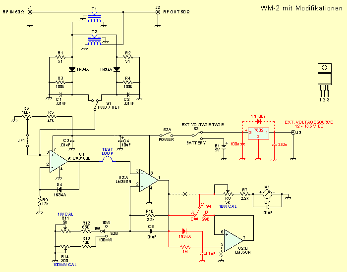 Schaltplan mit Modifikationen