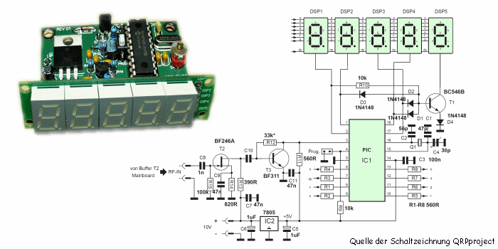 Schaltplan und fertig aufgebauter Zähler Schaltplan und fertig aufgebauter Zähler